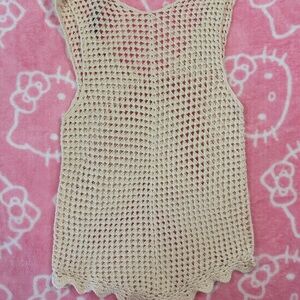 Knit Crochet like J.Crew Sleeveless Top in Cream